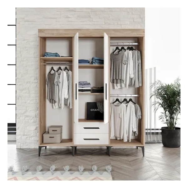 Afilli Ildır Çocuk Odası Takımı 3 Parça Tamamı Mdf Flora Beyaz Aynalı - Görsel 3