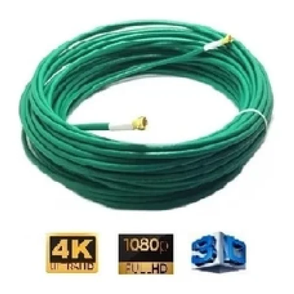 15 Metre 64 Tel Rg6/U4 Gold Uçlu Anten Kablosu 3d 4K Fullhd 1080 Tak Kullan - Yeşil - Görsel 2