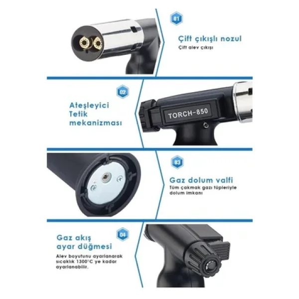 Rox Bs-850 İki Alev Çıkışlı Torch Bütan Gazlı Kamp Pürmüz Başlığı - Görsel 4