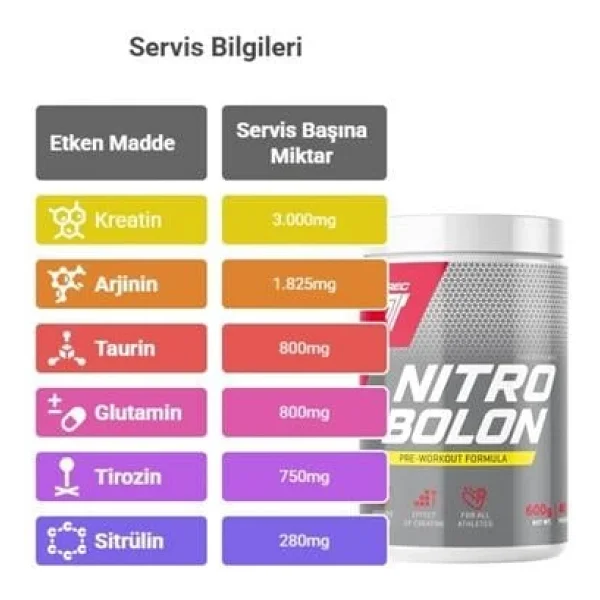 Trec Nitrobolon Pre-Workout 600 Gr ( Sıfır Ürün ) - Garantili - Faturalı - Orijinal Ambalajında - Görsel 5
