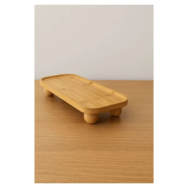 Bambu Top Ayaklı Dikdörtgen Oyuklu Stant, Bambu Sunumluk (15x35cm) - Görsel 2
