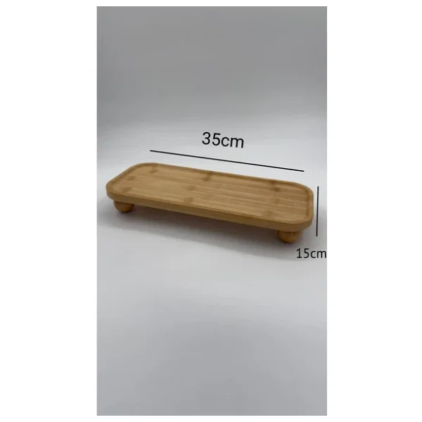 Bambu Top Ayaklı Dikdörtgen Oyuklu Stant, Bambu Sunumluk (15x35cm) - Görsel 4
