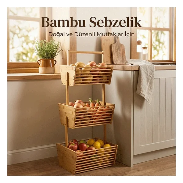 Bambu Sebzelik, Bambu Rarflı Organizer - Görsel 2
