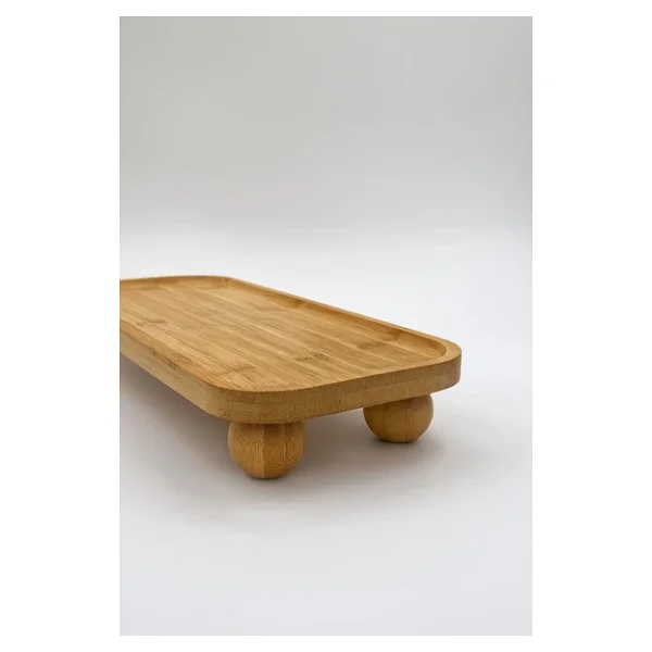Bambu Top Ayaklı Dikdörtgen Oyuklu Stant, Bambu Sunumluk (15x35cm) - Görsel 3