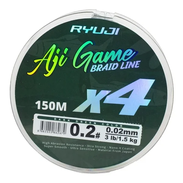 Ryuji Aji Game 4x 150 M 0.03 Mm 2.5 Kg Dark Green İp Misina - Görsel 3