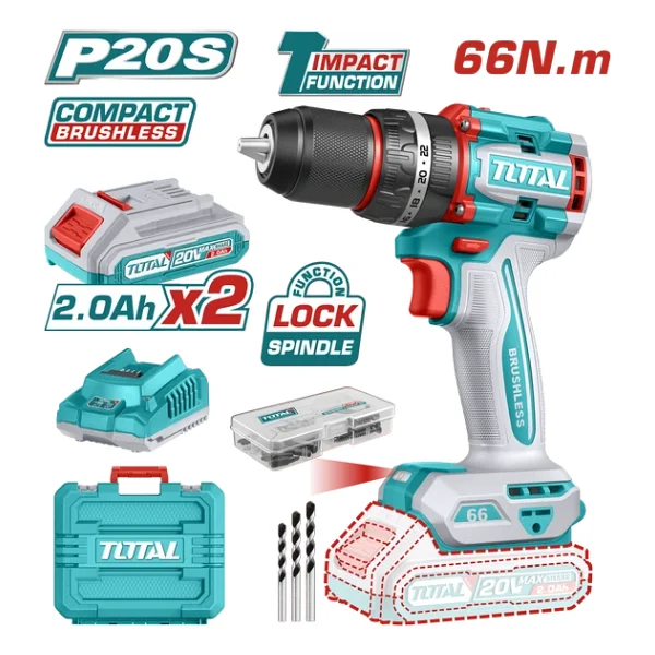 Total Tools Tıdlı20668e Çift Akülü 2 Ah Darbeli Matkap - Görsel 4