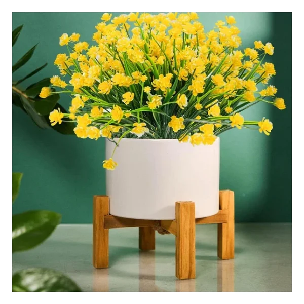 Nettenevime 6lı Set Yapay Çiçek Sazlı Lotus Sarı Renk 7 Dal Plastik 30cm - Görsel 7