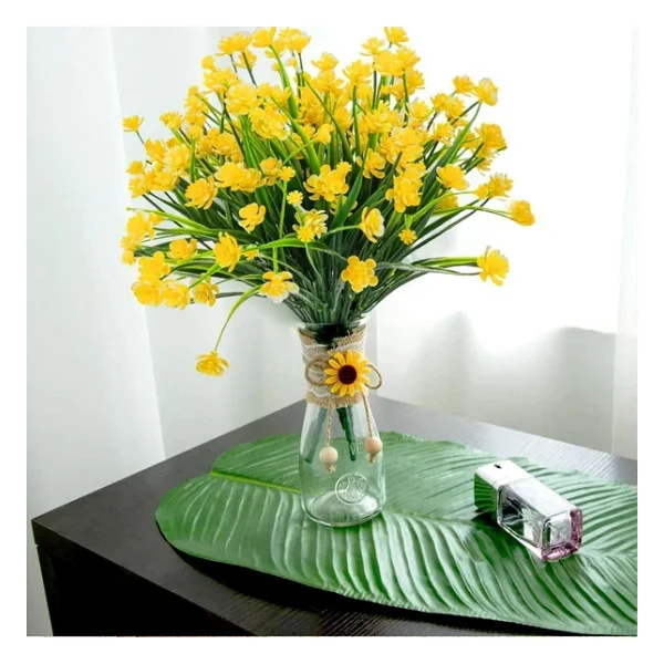 Nettenevime 6lı Set Yapay Çiçek Sazlı Lotus Sarı Renk 7 Dal Plastik 30cm - Görsel 3