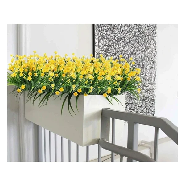 Nettenevime 6lı Set Yapay Çiçek Sazlı Lotus Sarı Renk 7 Dal Plastik 30cm - Görsel 8