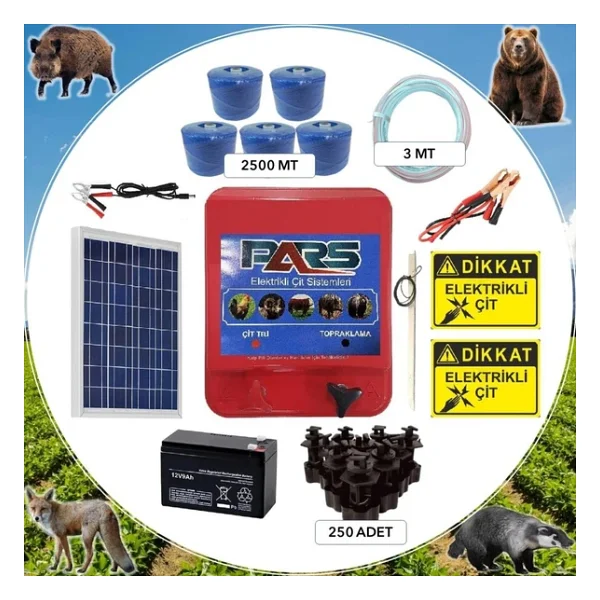 Pars Elektrikli Çit Ayı-Domuz Kovucu Eco Set 2500 ( Demir Direk İzolatörlü) - Görsel 3