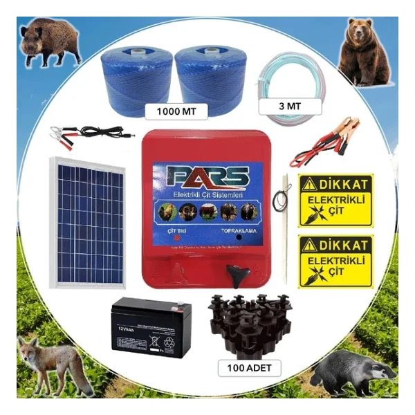 Pars Elektrikli Çit Ayı-Domuz Kovucu Eco Set 1000 ( Demir Direk İzolatörlü) - Görsel 3