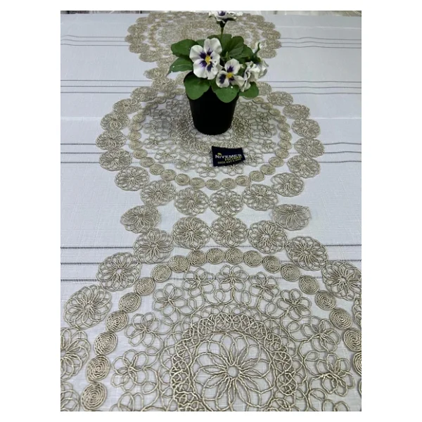 Nivemeshome Nivemeshome Bej Örme Takım 7 Parça Sunumluk Seti (Runner Supla 6 Adet) - Görsel 2