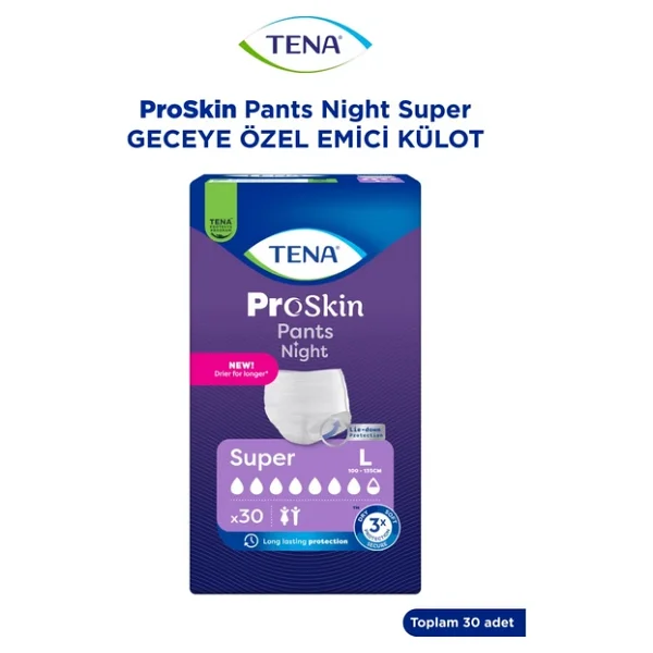 Tena Emici Külot Süper Night 7.5 Damla Büyük Boy L 30'lu Hasta Bezi - Görsel 8