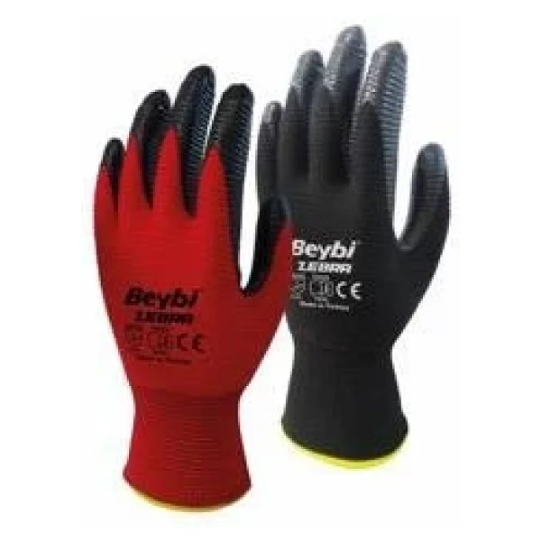 Beybi Nitril Poly Pnzebra 10 Beden Kırmızı Siyah Eldiven 12li Paket En388 (3131x) - Görsel 4