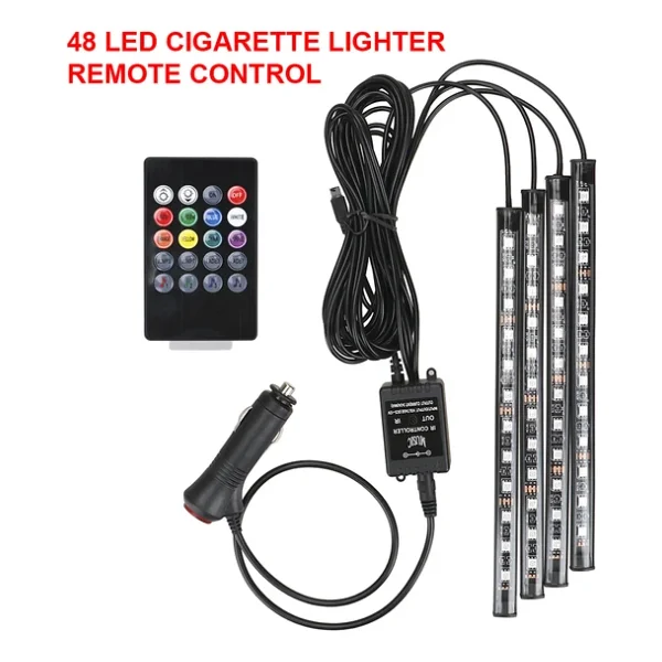 48 LED Araç İçi Ayak Altı LED Işık Kumandalı Müziğe Duyarlı Çakmaklık Girişli Çok Renkli Araç İçi Aydınlatma - Görsel 8