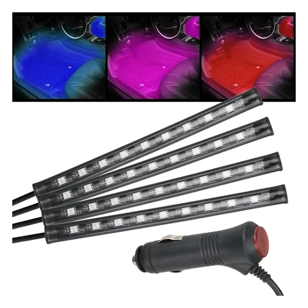 48 LED Araç İçi Ayak Altı LED Işık Kumandalı Müziğe Duyarlı Çakmaklık Girişli Çok Renkli Araç İçi Aydınlatma - Görsel 4