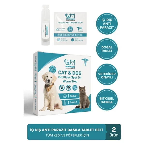 Muvicado Kedi İç Dış Bitkisel Parazit İç Dış Damlası Köpek İç Dış Anti Parazit Bit Pire Kene Damla Seti - Görsel 3