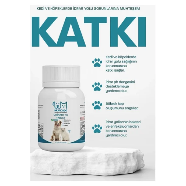 muvicado Kedi ve Köpekler İçin +D Urinary (Üriner) Sistem Destekleyici Tablet Kedi Köpek Vitamini - Görsel 2