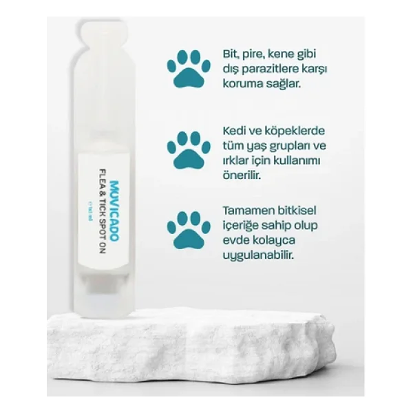 Muvicado Kedi Köpek Herbal Worm Stop Bitkisel Tablet 250 Mg+ Anti Spot On Bitkisel Damla 1 Ml Bit Pire Kene - Görsel 5