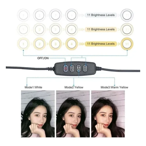 Smayling 10ınç Youtuber LED Işıklı Tripod Selfie Makyaj Işığı Sürekli Ring Light 26cm 2.1 M Ayaklı Tripot - Görsel 6