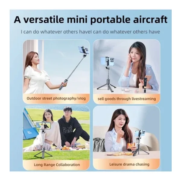 Smayling Kablosuz Stant Tripod Katlanabilir Uzatılabilir Selfi Çubuğu İos&Android Vlog Kit Tiktok İnstagram - Görsel 7