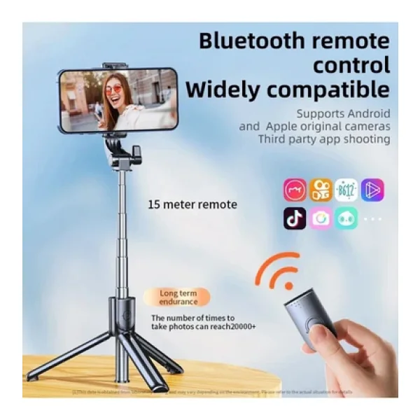 Smayling Kablosuz Stant Tripod Katlanabilir Uzatılabilir Selfi Çubuğu İos&Android Vlog Kit Tiktok İnstagram - Görsel 6