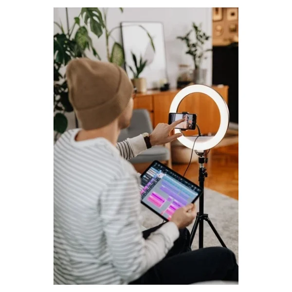 Smayling 10ınç Youtuber LED Işıklı Tripod Selfie Makyaj Işığı Sürekli Ring Light 26cm 2.1 M Ayaklı Tripot - Görsel 8
