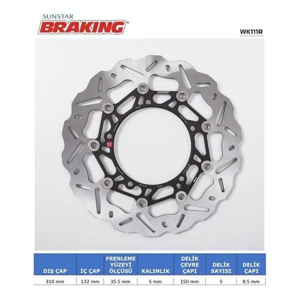 Yamaha R6 Fz8 Xtz 1200 Dalgalı Ön Performans Fren Diski Ön Sağ 2006-2010 - Görsel 3