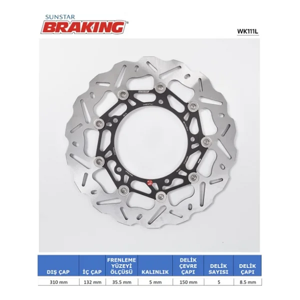 Yamaha R6 Fz8 Xtz 1200 Dalgalı Ön Performans Fren Diski Ön Sol 2006-2010 - Görsel 3