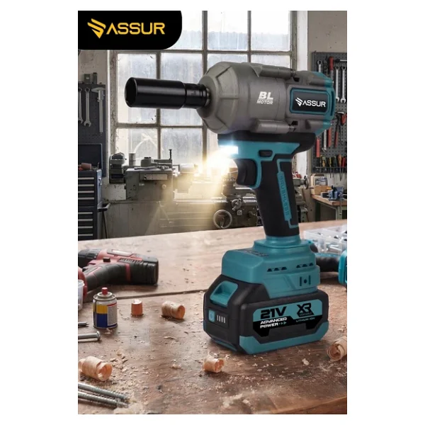 Assur 21v 1100 Nm Torklu Çift Akülü 10 Pilli 1/2 Mavi Şarjlı Somun Sıkma Sökme Makinesi - Görsel 2