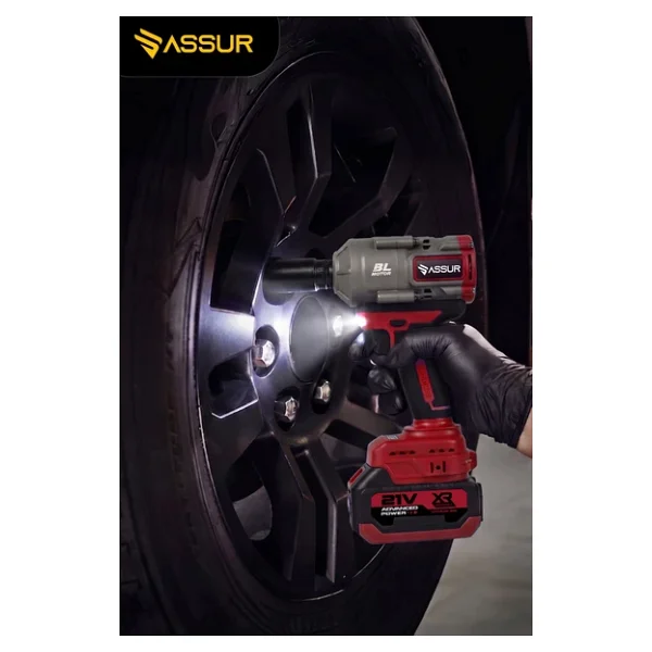 Assur 21v 1100 Nm Torklu Çift Akülü 10 Pilli 1/2 Kırmızı Şarjlı Somun Sıkma Sökme Makinesi - Görsel 3