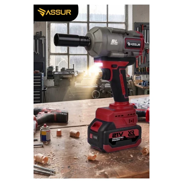 Assur 21v 1100 Nm Torklu Çift Akülü 10 Pilli 1/2 Kırmızı Şarjlı Somun Sıkma Sökme Makinesi - Görsel 2