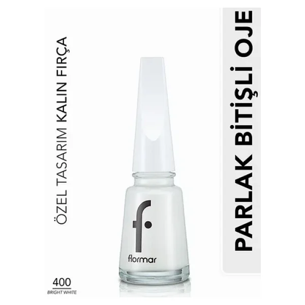 Flormar Nail Enamel 400 Bright White Oje - Görsel 3