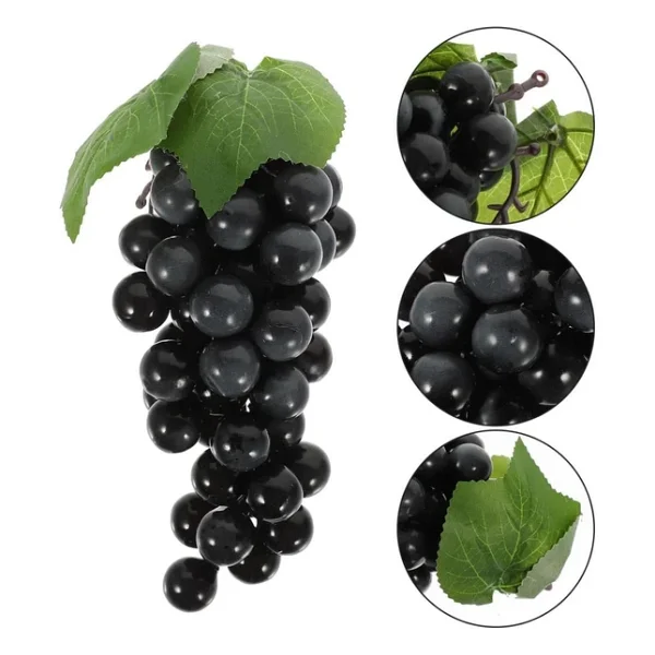 Nettenevime 2li Set Yapay Meyve Siyah Üzüm Süs Dekoratif Sahte Meyve 15cm - Görsel 7