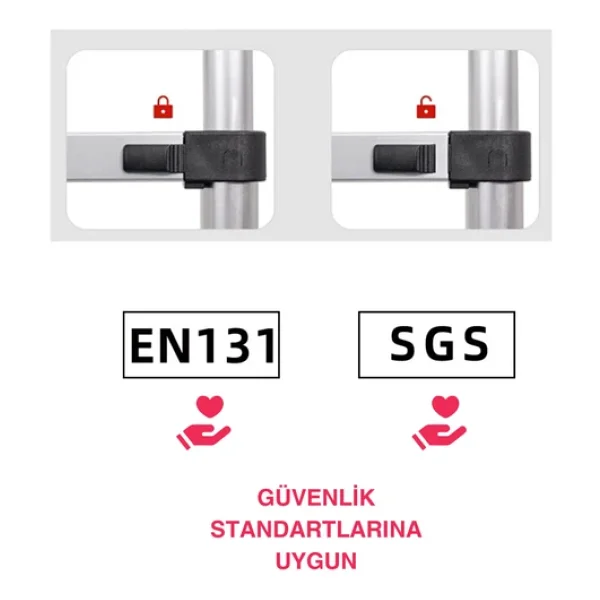 Çelik Endokon 7 Basamaklı - 200 Cm. Teleskopik Merdiven - I Tipi Uzayan Merdiven - Görsel 5