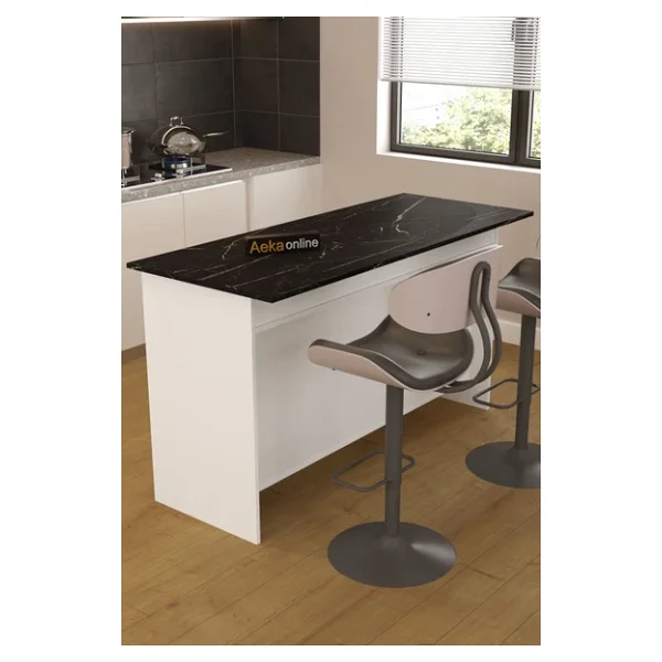 Aeka Ae-2080 Patentli Ayder Mutfak Adası Bar Masası Yemek Masası Dolaplı, Beyaz/S.Mermer Raflı,Çok Amaçlı - Görsel 6