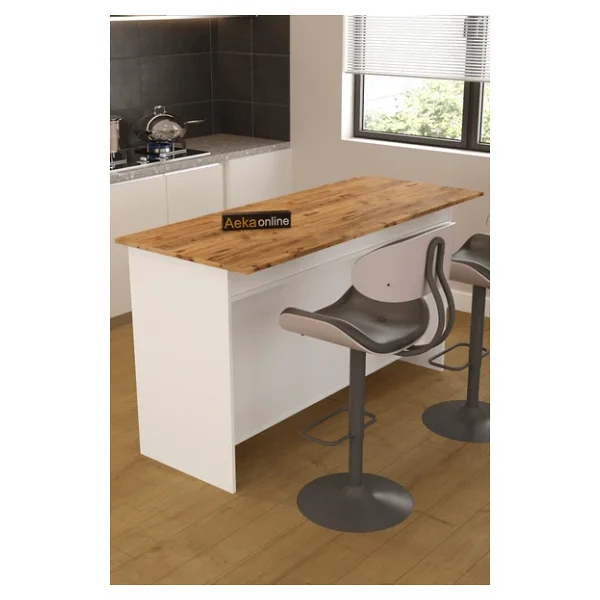 Aeka Ae-2080 Patentli Ayder Mutfak Adası Bar Masası Yemek Masası Dolaplı, Beyaz/Çam Raflı, Çok Amaçlı - Görsel 7