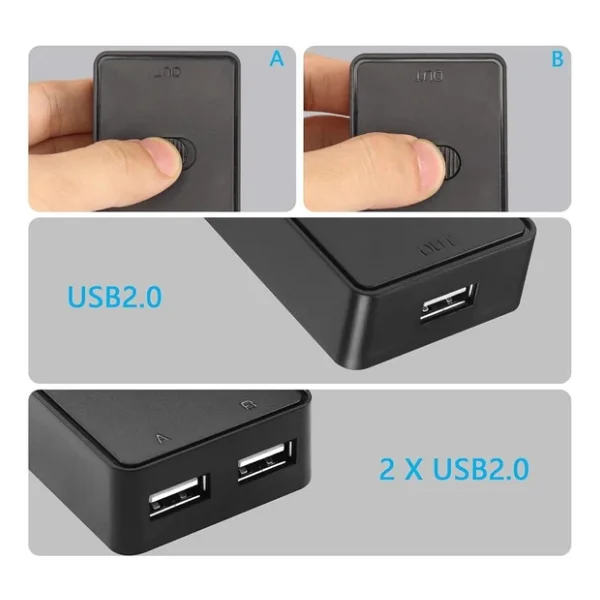 Temiz Pazar 4559 2 Port USB 2.0 To Kvm Switch Çoklu PC Kasa Çoklayıcı Hub Anahtar - Görsel 7
