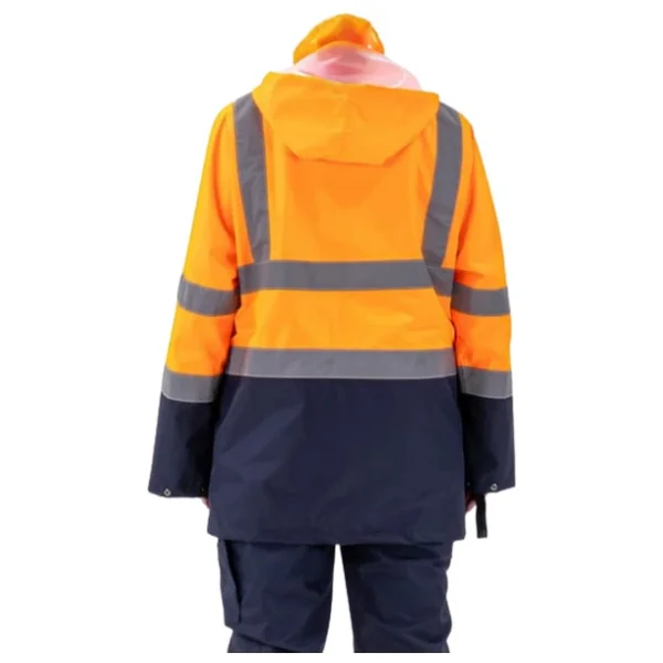 5+1 Oxford Parka- İçi Çıkmalı Kaban Turuncu-Lacivert - Görsel 4