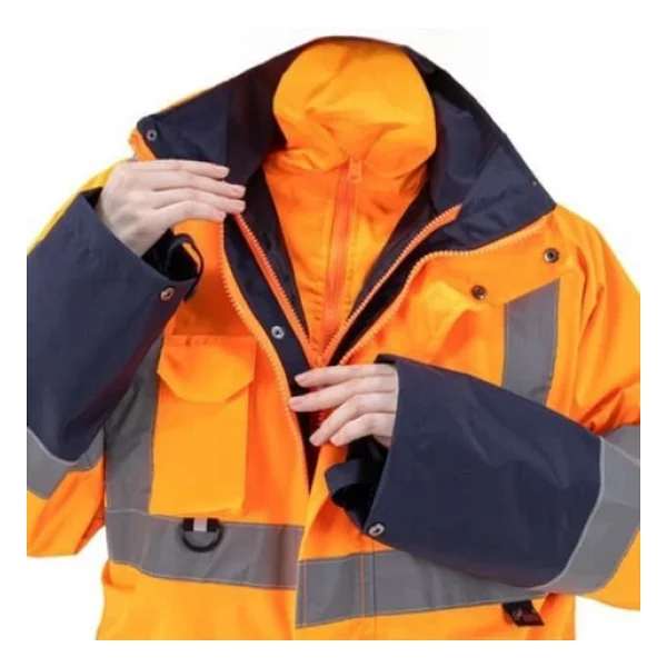 5+1 Oxford Parka- İçi Çıkmalı Kaban Turuncu-Lacivert - Görsel 2