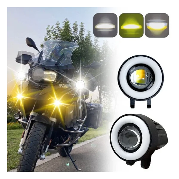 Space Offroad Sis Lambası Sarı-Beyaz 7 Renk Gündüz Ledli Dönerli Set 12-60v / Lass372 - Görsel 5