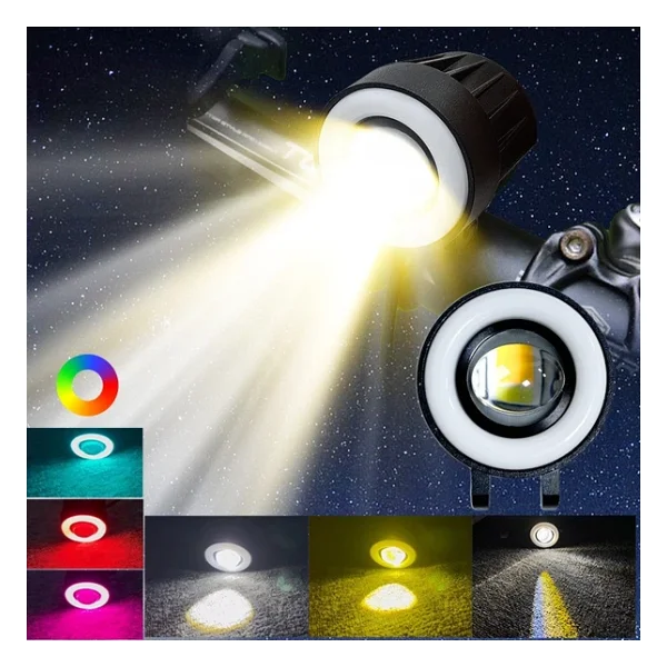 Space Offroad Sis Lambası Sarı-Beyaz 7 Renk Gündüz Ledli Dönerli Set 12-60v / Lass372 - Görsel 4