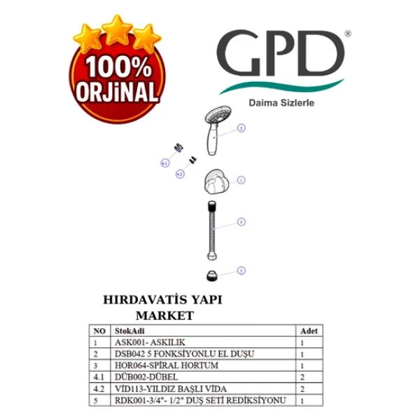 Gpd Dst50 5f Askılı Duş Seti - Görsel 8