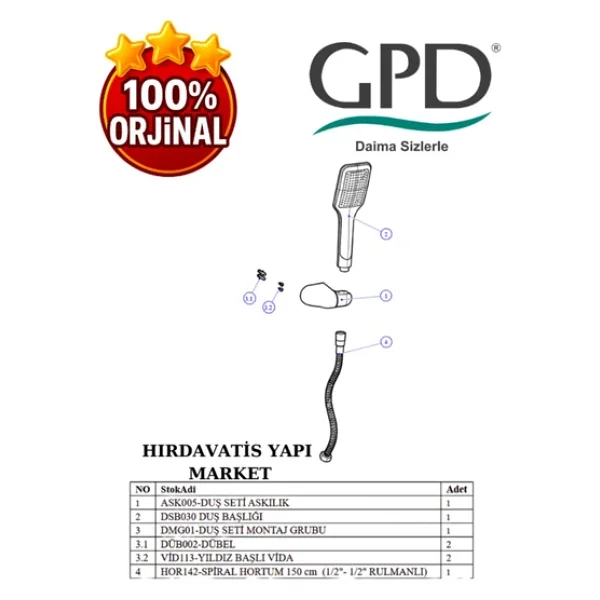 Gpd Dst37 Askılı Duş Takımı - Görsel 8