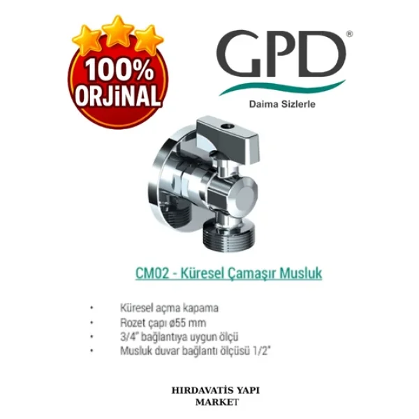 Gpd Cm02 Küresel Çamaşır Musluğu - Görsel 4
