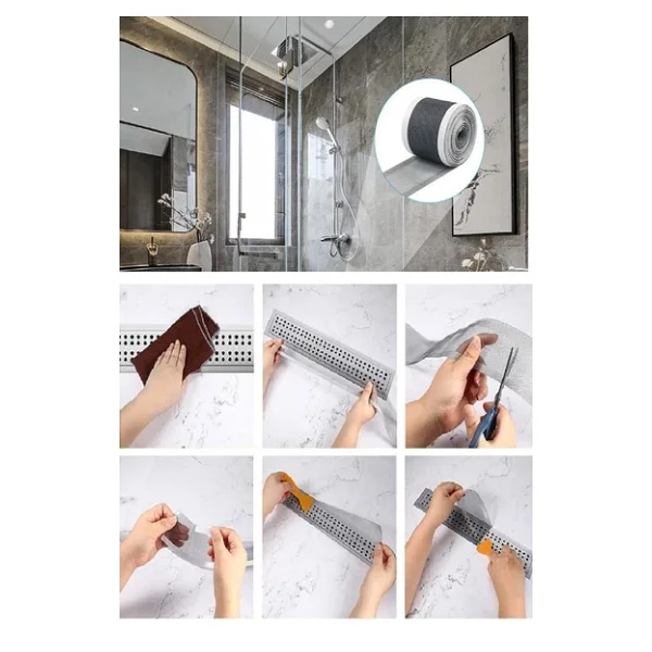 4 Metre Yapışkanlı Banyo Gider Koruyucu Saç Toplayıcı - Gider Böcek Koruyucu Gider Süzgeci - Görsel 8
