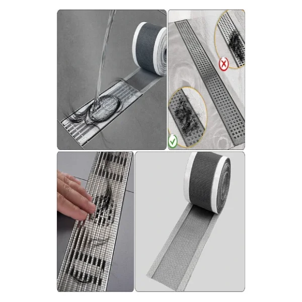 4 Metre Yapışkanlı Banyo Gider Koruyucu Saç Toplayıcı - Gider Böcek Koruyucu Gider Süzgeci - Görsel 4