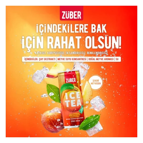 Züber Şeftali Soğuk Çay 250 Ml 3'lü - Görsel 4