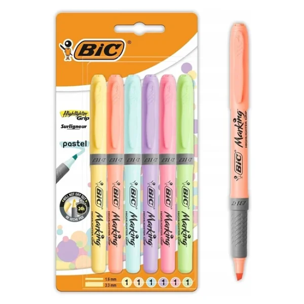 Bic Marking Grip Pastel 6'lı Fosforlu Kalem Seti - Görsel 3