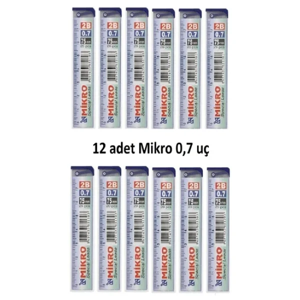 Mikro Min Kalem Ucu 0.7 Uc 2b Dereceli Cetvelli - 12 Li Paket - Görsel 3
